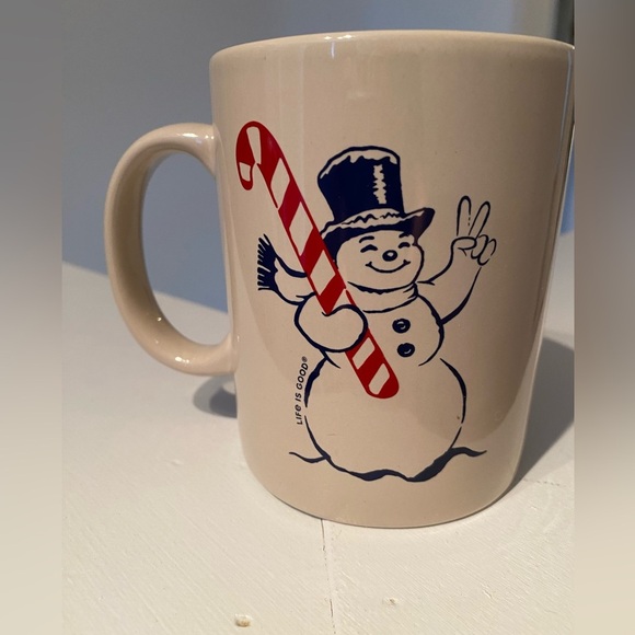 Life Is Good Other - Snowman Mug with Candy Cane Design Life is Good